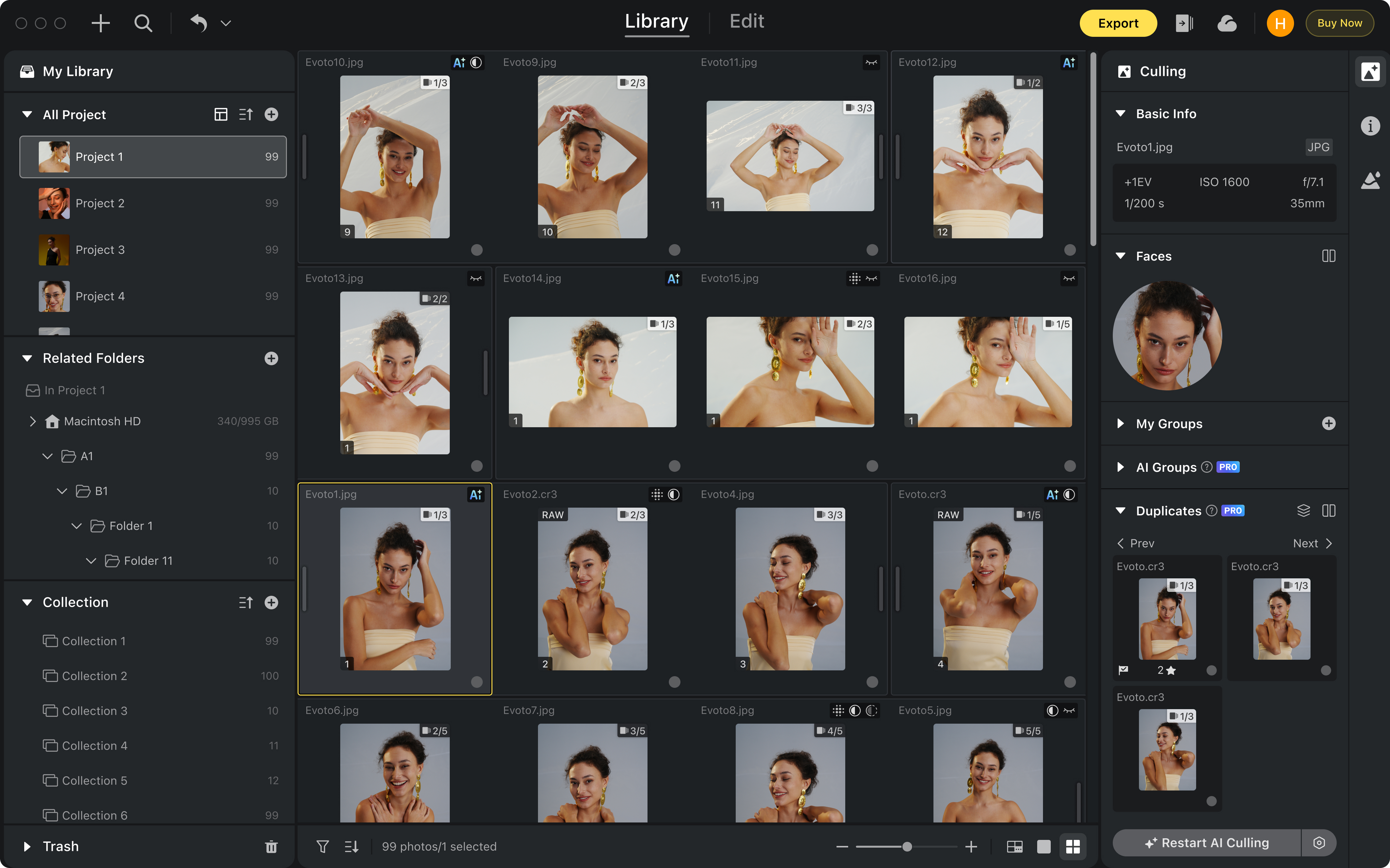 screenshot of Evoto AI